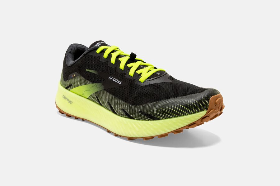 Brooks Israel Catamount Trail Running Shoes Mens - Black/Green - MUZ-486501